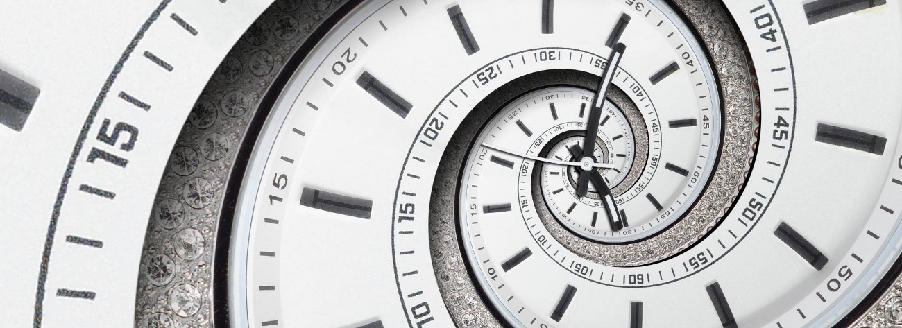 white clock watch clock hands twisted to surreal spiral